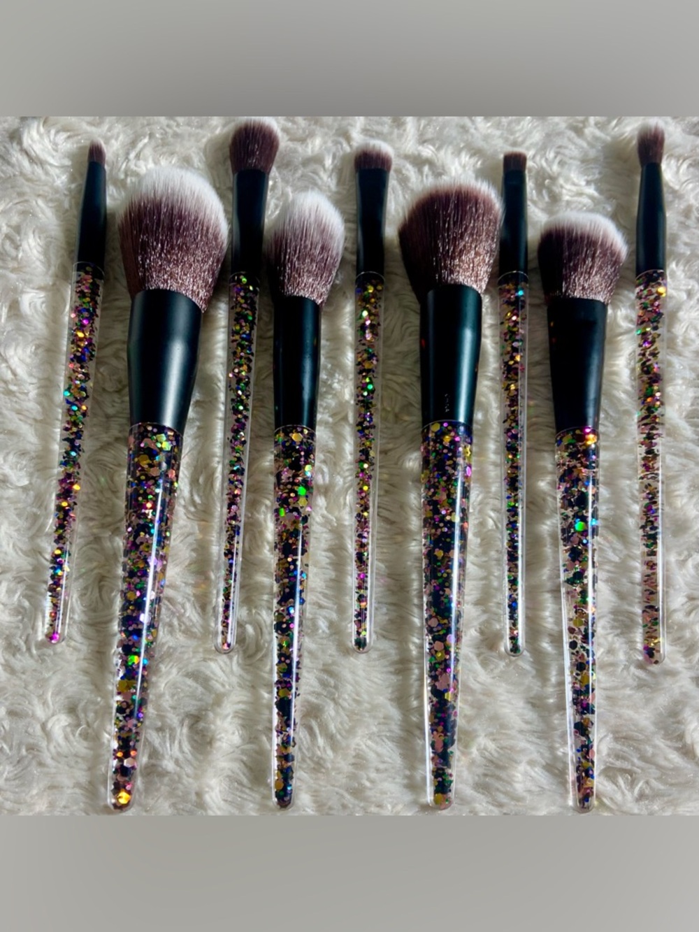 NEW Set Glitter Resin Handle Makeup Face Eye Brushes NEW in Package Beauty Glam